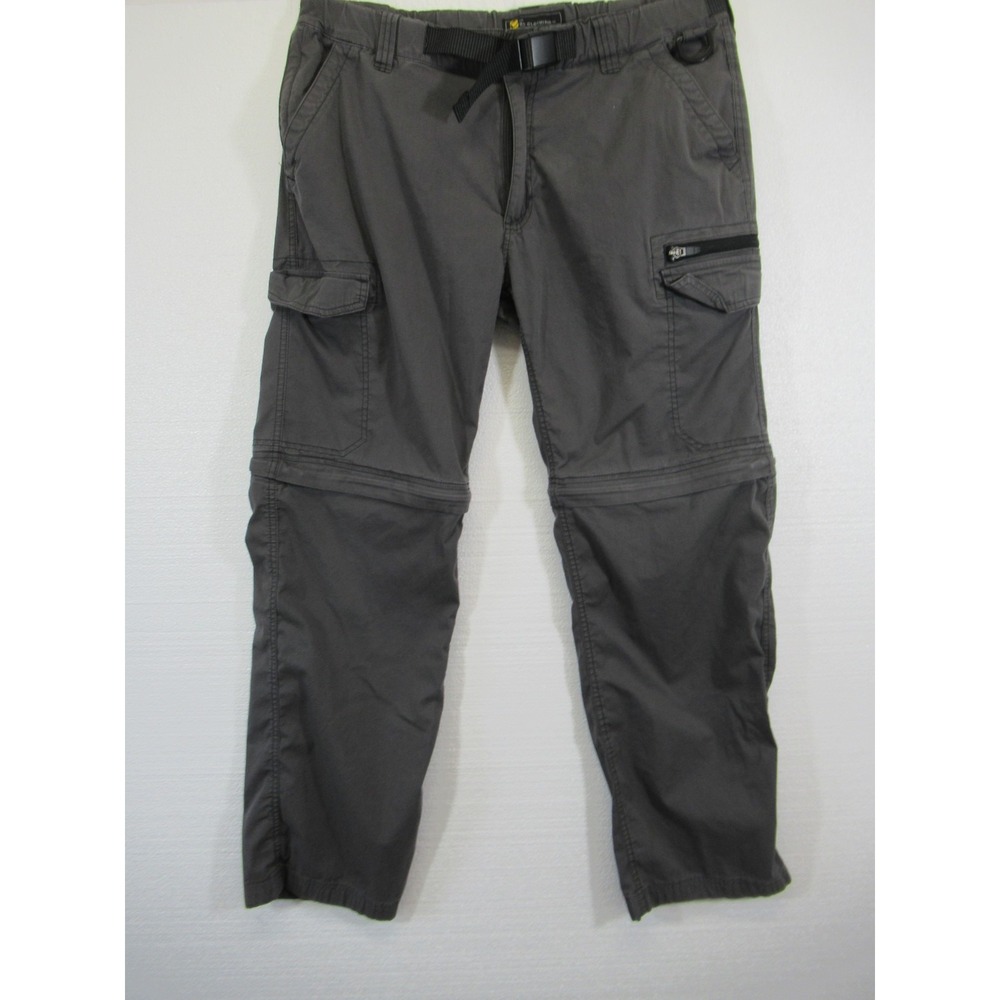BC Clothing Convertible Cargo Pants Men Large 35x31 Gray Belted Hiking
